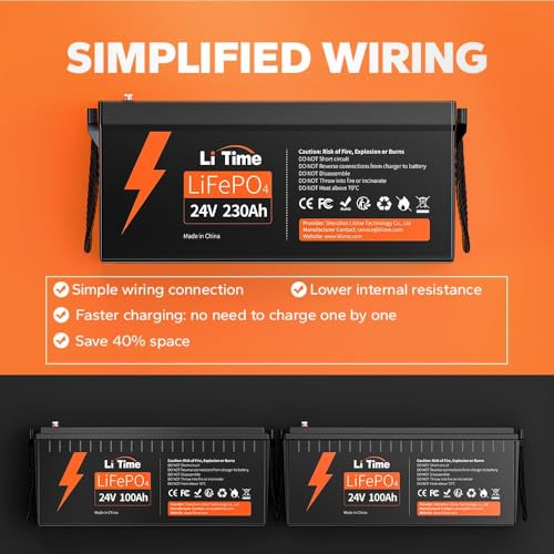 Image of Litime 3PACK 24V 230Ah LiFePO4 Battery Group 8D 4000+ Cycle Life, 5888W Continuous Output Power, IP65 Protection Class Perfect for RV Home Power Back up Energy Marine.