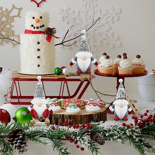 Gehydy Set of 3 Christmas Gonk Decorations Handmade Sled Gnome Plush Stuffed Xmas Decor for Home Kitchen Farmhouse - Gray