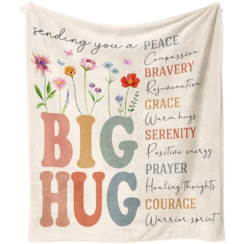 Sulpoie Get Well Gifts for Women Healing Hug Blanket for Cancer Care Inspirational/Sympathy/Bereavement Gifts for Women After-Surgery Gifts Soft Throw Blankets 50 X 60