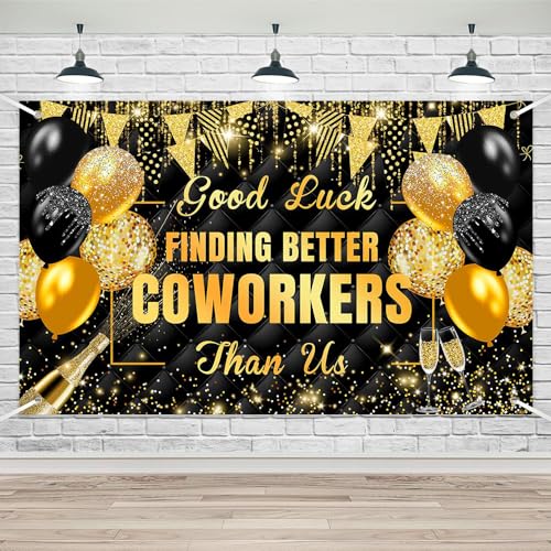 Lofaris Black Gold Luck Finding Better Coworkers Than Us Party Decorations Banner Coworker Leaving Party Backdrop Going Away Retirement Coworkers Goodbye Party Decor Photo Booth Props