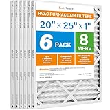 LotFancy 20x25x1 Air Filters, MERV 8 AC Furnace Filters, 6 Pack Pleated Air Conditioner HVAC Filters (Actual Size: 19.75 x 24.75 x 0.75 Inches)
