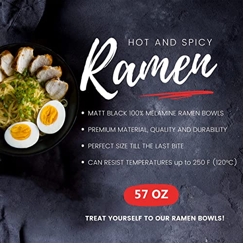 Edward Appliances & Supplies - Black Melamine Ramen Bowls Set Of 2 Bowls, Chopsticks, Spoons And Stands, Big Size 57 Oz, Pho Bowls Large, Rice, Noodles, Oatmeal, Spaghetti Bowl, Japanese, Ramen Kit #TOP6