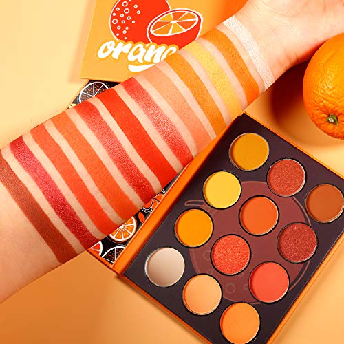 Orange Yellow Eyeshadow Palette, De’lanci Pro Matte Shimmer Metallic 12 Shades, Subtle Fall Sunset Natural Tones Eyes Shadows Makeup Pallet, High Pigmented Waterproof Small And Cute Makeup Pallet #TOP6