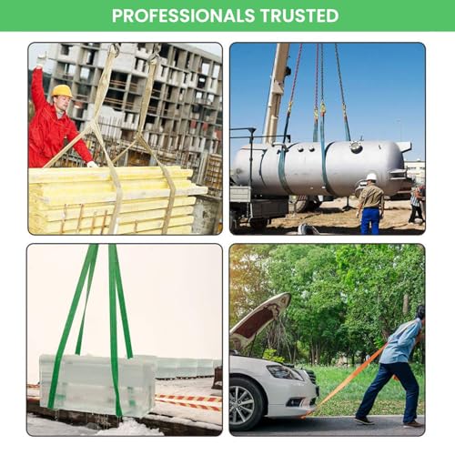 Image of Shield Flex Heavy Duty Polyester Webbing Flat Lifting Sling Belt for Material Handling, Towing, Construction & Industrial Use (2 Ton 4 Mtr, Pack of 1)