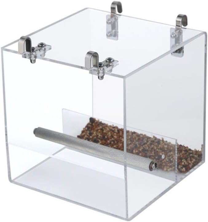 UKCOCO No Bird Feeder- Parrot Feeder Cage with Hooks Birds, Automatic - Spill Parrot Food Container, Dish Hanging in Cage Feeding Bowl Cage Accessory for Small Birds Budgerigar Canary (Size S)