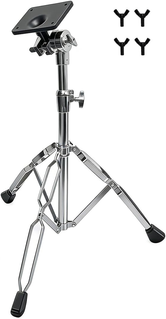 PPS101 Electronic Mounting Stand With Module Mount Plate, Double Braced Drum Pad Stand For Sample Pad/Multipad/Electric Drum Module, Chrome