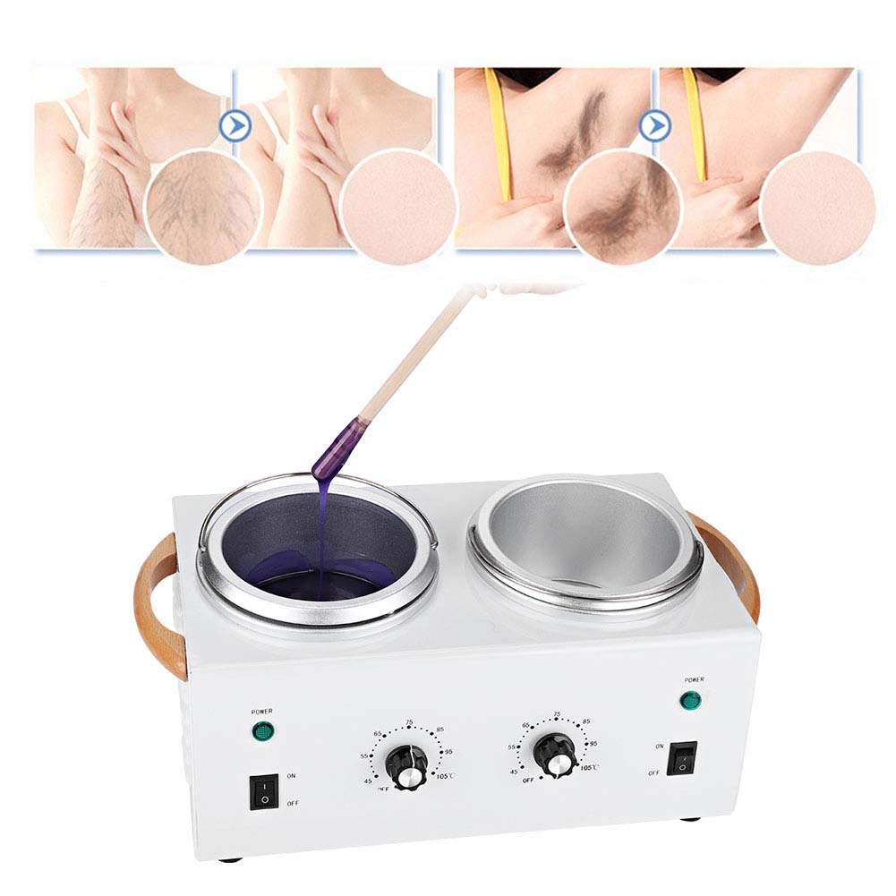Calentador de cera,Caliente de Parafina Salon Spa Dual Pot Depilatoria de cera Calentador de la Máquina 220V