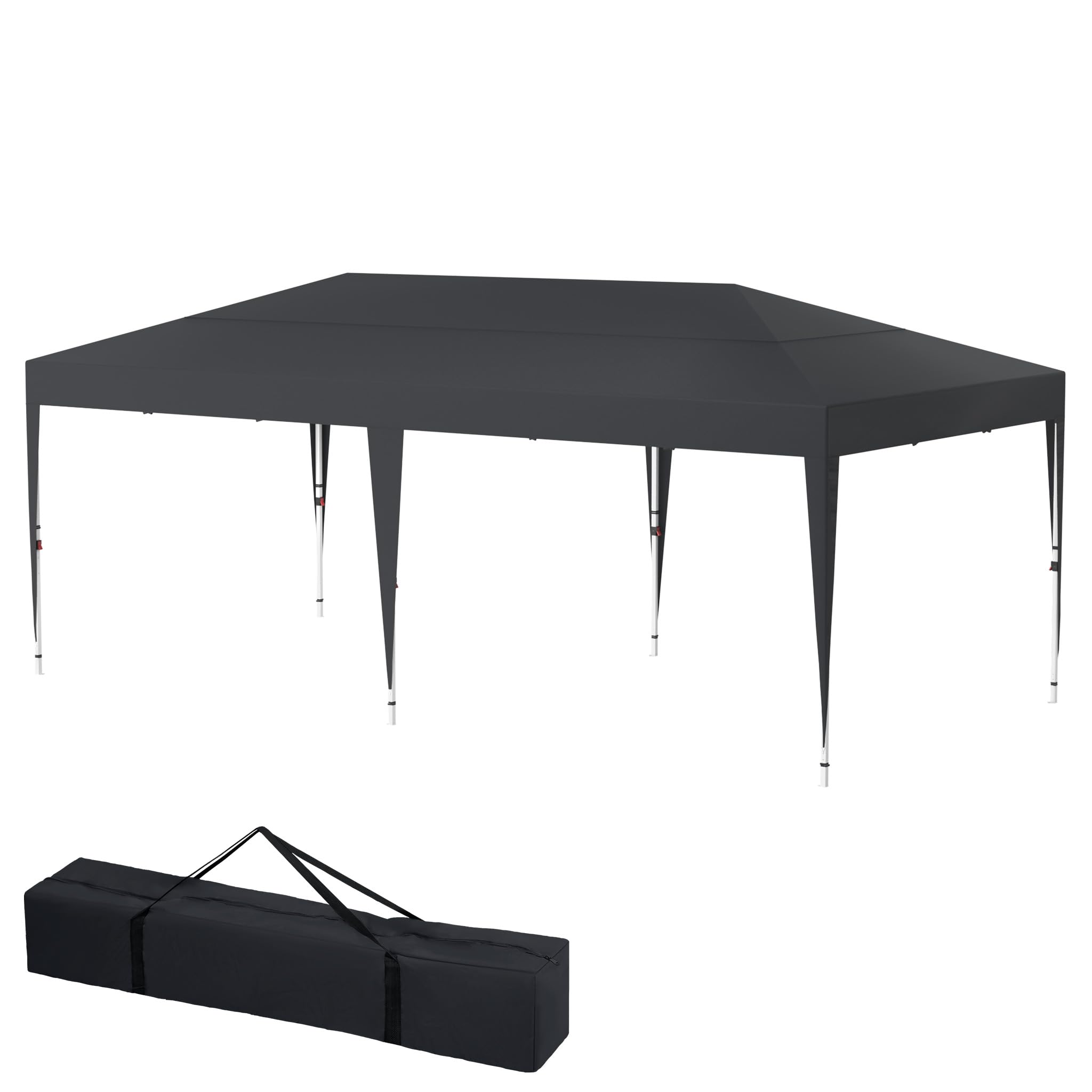 HENGMEI Gazebo da giardino, 3 x 6 m, in metallo, impermeabile, stabile, per feste, mercato, giardino, esterni, campeggio, antracite (senza parti laterali)