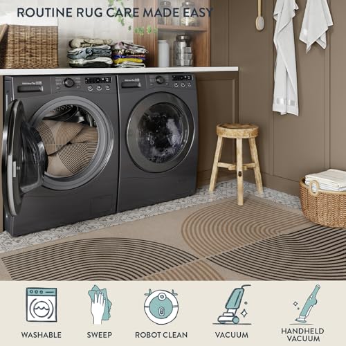 Image of Lahome Enfys Modern Rainbow Easy Jute Rug, 2x6 Kitchen Runner Washable Rug Runners for Hallways Farmhouse Carpet, Non Slip Indoor Outdoor Runner Contemporary Door Mat for Laundry Porch