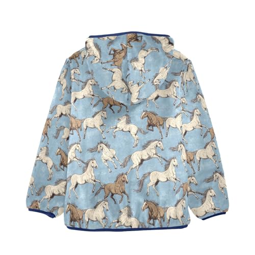 Horse Toddler Fleece Jacket Baby Boys Hooded Zipper Long Sleeve Thick Warm Outerwear 3-10 Years2