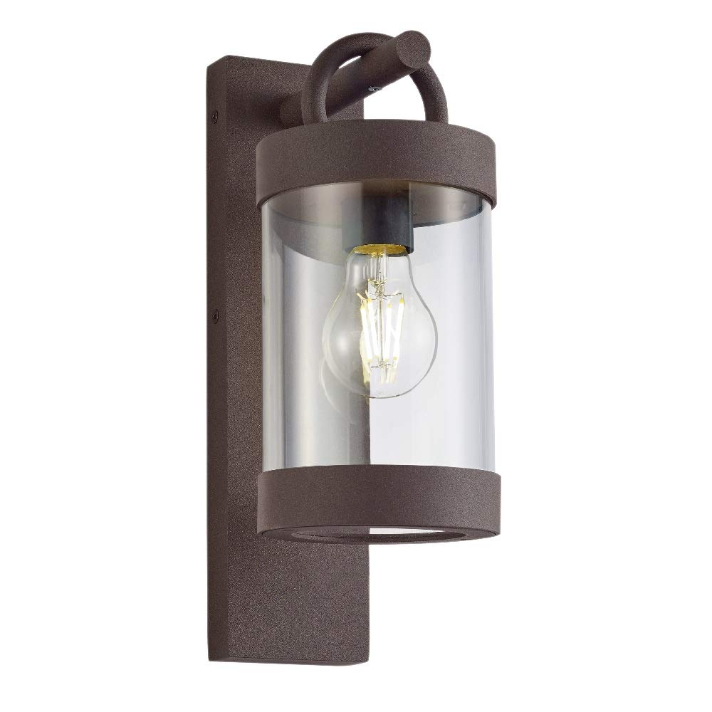 Britalia Antique Rust Outdoor Vintage Down Lantern Wall Light With Integrated Dusk Til Dawn Photocell Sensor | 1 X E27 Lamp Bulb Required (Not Included) | Ip44 Exterior Rated | Garden & Patio