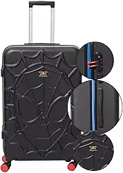 Mala de Viagem Grade 32kg Infantil Homem Aranha, Polo King, Cadeado 3 Dígitos, Rodas Duplas Silenciosas, Padrão ANAC (Preto, Grande)