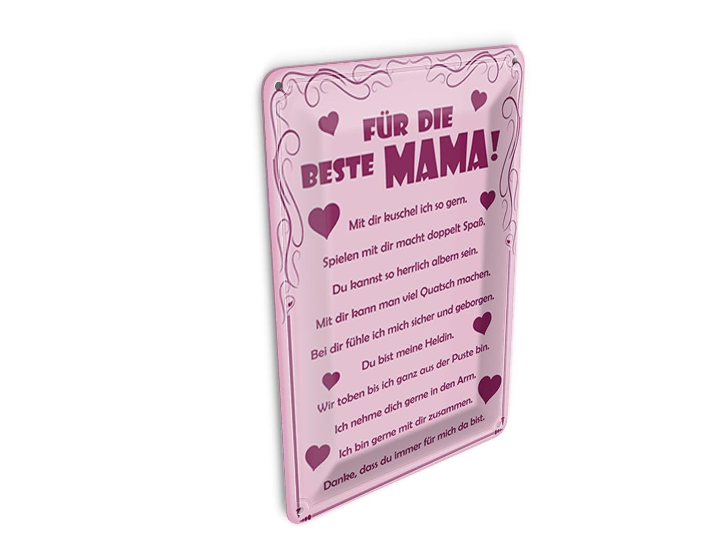 Femer Tin Postcard Saying 10 x 14 cm For the Best Mum Metal Decorative Sign