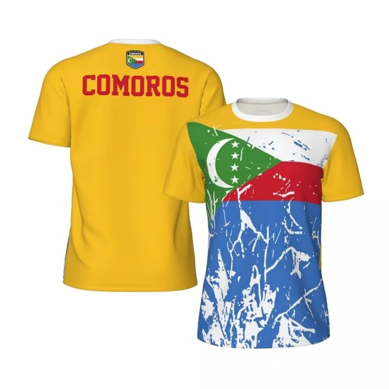 T-Shirt Foot Comores Homme - Maillot Coupe de Football Respirant à Manches Courtes Sport