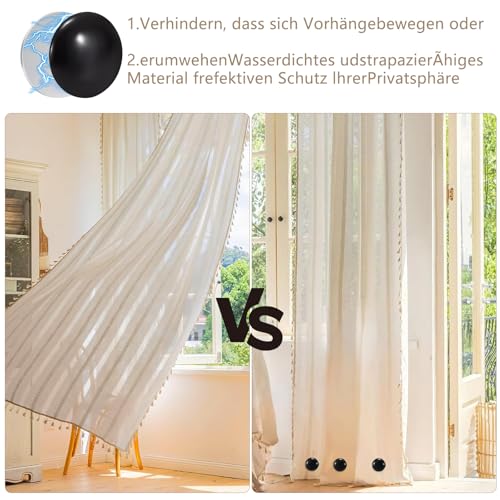 Duschvorhang Gewichte, 10 Paar Runde Magnetische Vorhang, 4cm Magnetische Duschvorhanggewichte, Duschvorhang Magnet, Magnetisch für Vorhänge Duschvorhänge Tischdecken(Schwarz)