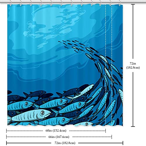Rideau de douche poissons evite les projections eau salle de bain - 7