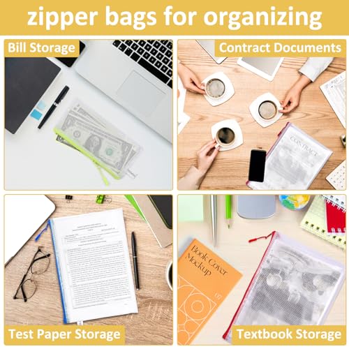 Image of YOPCDJ 36pcs Mesh Zipper Pouch Bags,12 Colors for Storage Bags with Zipper, 8 Sizes for Reusable Plastic Zip Organizer for Travel Cosmetics