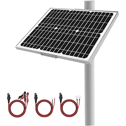 12V Waterproof Solar Battery Trickle Charger & Maintainer - 20 Watts Mono Solar Panel Built-in Intelligent MPPT Charge Controller + Adjustable Mount Brackets for Pole Dia 1.5-3.0inch/40-80mm Cover
