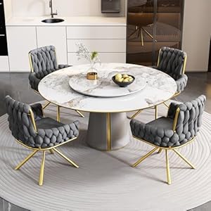 ModernLuxe Dining Chair Set of 4, 360° Swivel Armchair with Metal Support Legs for Dining and Living Room Vanity Gray