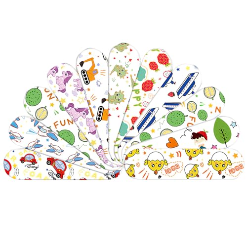 EKSMA 120x Pansements pour Enfants Hydrofuges sans Latex - Bandes de Plâtre Colorées pour Enfants Respirants Testés Cliniquement Enfants (Dessin Animé Transparent)