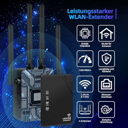 WLAN Verstärker/Repeater 1200Mbit/s DualBand Modus mit LAN/WAN Port – Ansicht 2