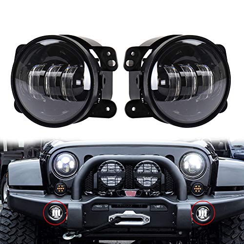 MOSTOP 4" LED Fog Light 2PCS 4 Inch Vehicle Front Fog Lamp Bulb Fog Driving Headlight Offroad Light for Wrangler Dodge Chrysler PT Cruiser 2PCS (White)
