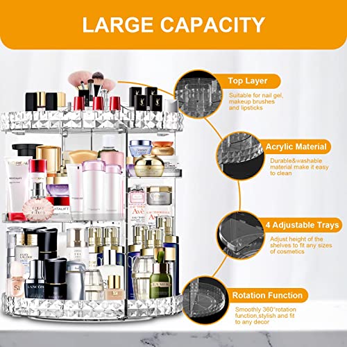 MISERWE Makeup Organiser 360 Degree Rotating 7 Adjustable Layers Large Capacity Cosmetic Organiser Transparent Make Up Organisers and Storage - Image 4