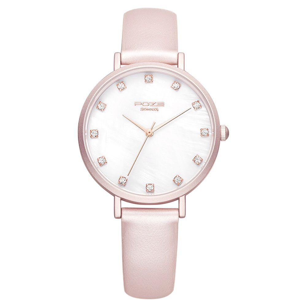 Sonata Poze Quartz Analog White Dial PU Leather Strap Watch for Women-SP80045WL01W (B0CW9XMBPP) Amazon Price History, Amazon Price Tracker