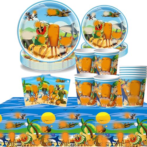61PCS Tung-S Vajilla De Fiesta, Tralalero Cumpleaños Vajilla, Tung-S Vajilla De Fiesta Incluye Platos,Servilletas, Mantel Vasos De Papel Tralala Theme Party Decoration 20 Invitados