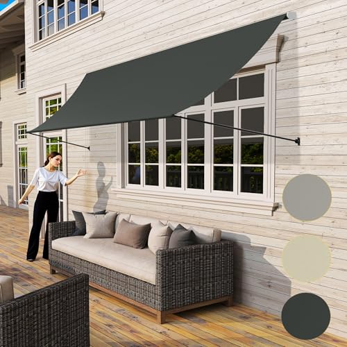 Store de fenêtre rétractable anthracite 300x145 cm avec cordon UISEBRT