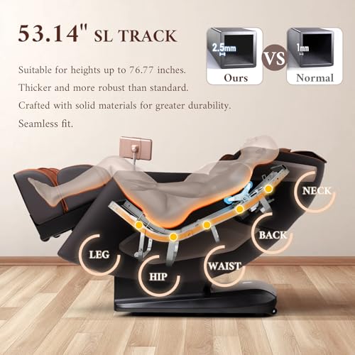 Image of 4D Massage Chair, Full Body Massage Chair, Zero Gravity Recliner w / Intelligent Voice Control, 53.14 inch SL Track, Electric Calfrest Extension, 12 Auto Modes, USB Type-C, Bluetooth Speaker, TFT Screen