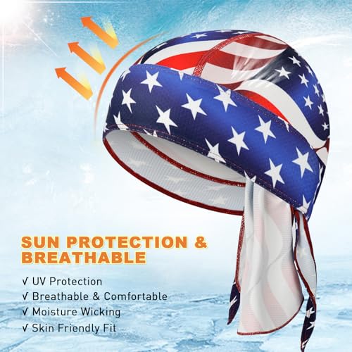 Image of YANIKY Bandanas Skull Caps for Men, Women Skull Cap Helmet Liner Cycling Hat Durags Motorcycle Bandana Sweat Wicking Do Rag