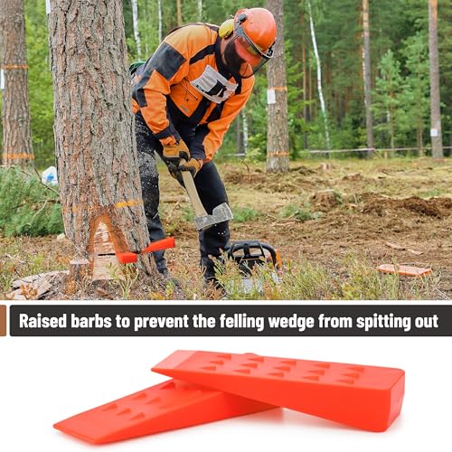Image of UNCO- Tree Felling Wedges with Spikes, 8 Inch, 6 pcs, Orange, Plastic Wedges for Tree Cutting, Logging Tools and Equipment