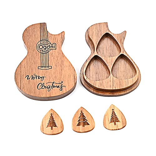 Plumdrop Boîte à médiators en bois avec 3 médiators en forme de guitare, étui en forme de guitare, boîte de guitare basse, instrument de musique - Les Beatles, Paul McCartney, John Lennon, RIngo Starr, George Harrison Plumdrop Boîte à médiators en bois avec 3 médiators en forme de guitare, étui en forme de guitare, boîte de guitare basse, instrument de musique