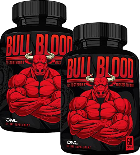 ONL Bull Blood Ultimate Natural Testosterone Booster for Men (2 Pack), Men’s Best High Potency Endurance, Strength & Test Booster, 2pack - 120 Capsules