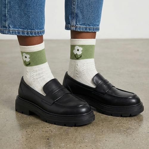 Image of 2 /3 /5 /10 Pairs Womens Ankle Socks Cute Casual Breathable Cable Knit Floral Vintage Crew Socks