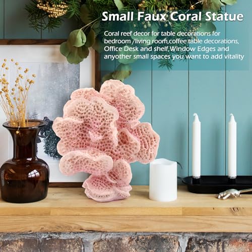 Accessoryway Blush Pink Coral Reef Decor,Modern Coastal Decor for Home: Small Faux Coral Statue for Nautical Themed Parties and Table Centerpieces -6.2" - Image 3