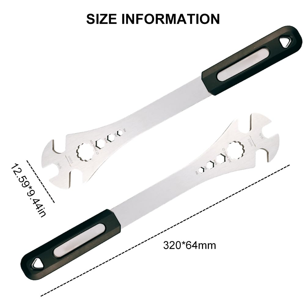 BIKEHAND Fiets Pedaalsleutel Extra Lange Handvat 350mm - Geweldige Road Mountainbike Pedaal Verwijderen Tool Spanner - 15mm