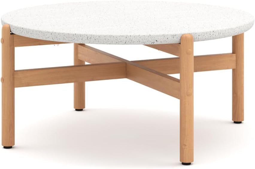 New Classic Furniture Solstice Wood Coffee Table with Terrazo Top in Natural