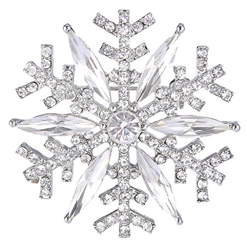 EVER FAITH Silver-Tone Austrian Crystal Winter Art Deco Snowflake Flower Brooch Pin