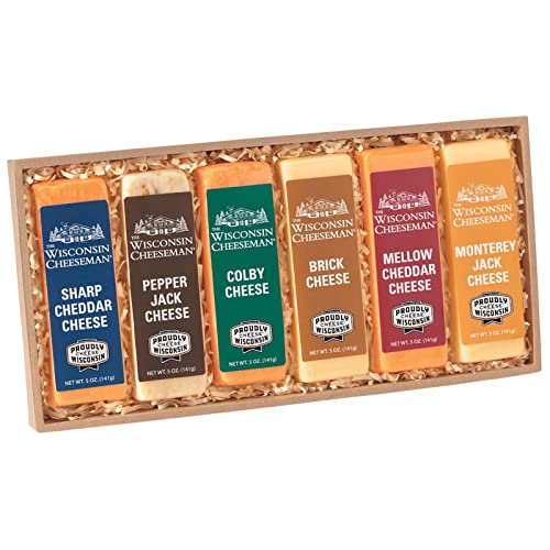 The Wisconsin Cheeseman Assorted Cheese Bars – Sharp Cheddar, Colby, Pepper Jack, Brick, Monterey...