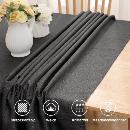 Smiry Leinenoptik Tischdecke Eckig 140 x 200 cm Dunkelgrau – Ansicht 5