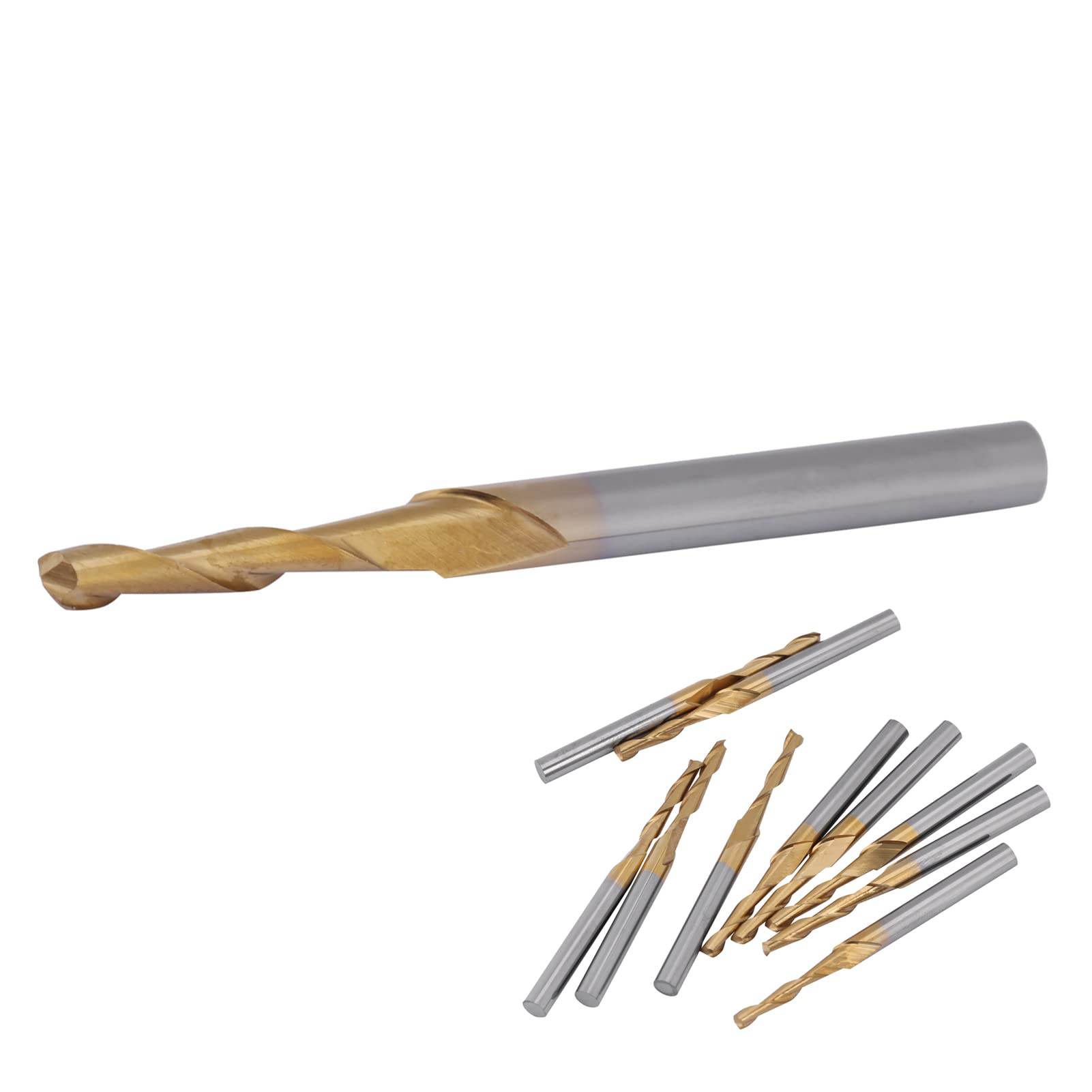 Lot de 10 fraises à queue à 2 tranchants avec bord de coupe de 2 mm de diamètre - Fraises à graver en acier au carbure de tungstène avec revêtement en titane pour circuits imprimés, pièces de matériel