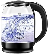 LLIVEKIT Glas Wasserkocher 1,8 Liter, elektrischer Wasserkocher 1800 W, BPA-frei, aus Hochborosil...