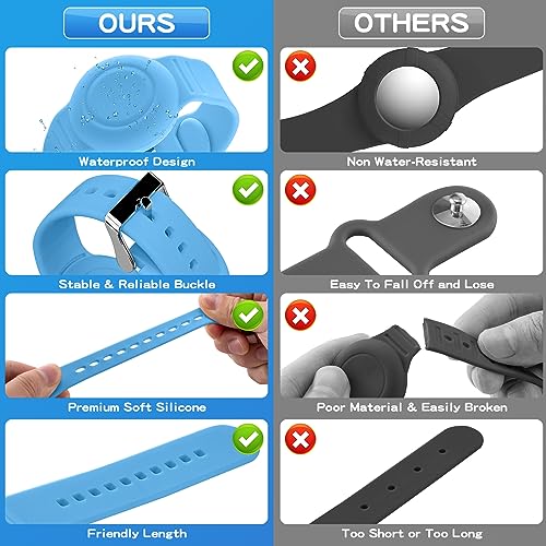 Waterproof Bracelet Compatible with Airtag Case for Kids(2 Pack), Soft Silicone Hidden Wristband, Lightweight GPS Tracker Compatible with Apple Air Tag Watch Band for Child (Grow in Dark Blue & Pink) - Image 5
