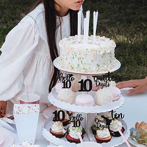 Lot De 9 Décorations De Gâteau Happy 10E Anniversaire Avec Paillettes