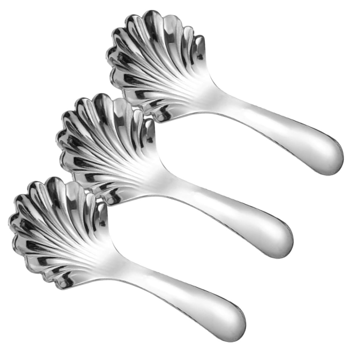 Cabilock 3Pcs Stainless Steel Dessert Spoons Metal Teaspoons for Ice Cream and Tea Elegant Shell Design for Parties and Events Resistant and Versatile