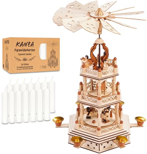 BRUBAKER 3-stöckige Weihnachtspyramide aus Holz inkl. 50er Pack...
