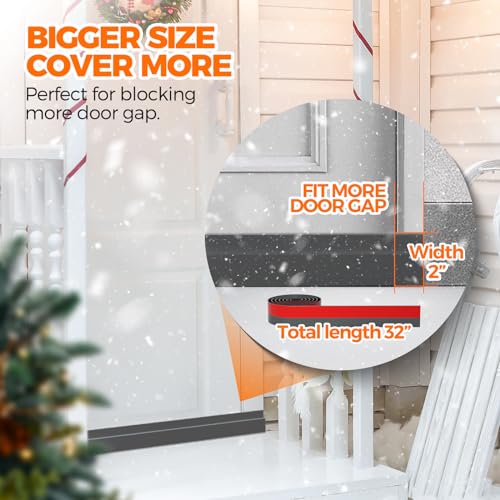 Image of Holikme Door Draft Stopper Under Door Draft Blocker Insulator Door Sweep Weather Stripping Noise Stopper Strong Adhesive, Gray