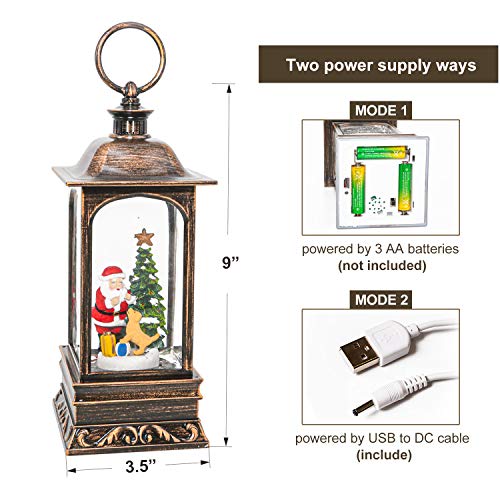 Snowglobes Christmas with Timer, Santa Claus Decoration LED Lantern with Glitter Great and Home Decoration (No Music) - Thumbnail 4